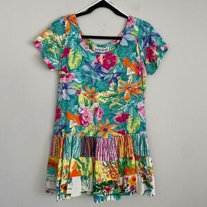 Vintage Jams World mini dress Tiger Lily M rayon Hawaiian resortwear vacation